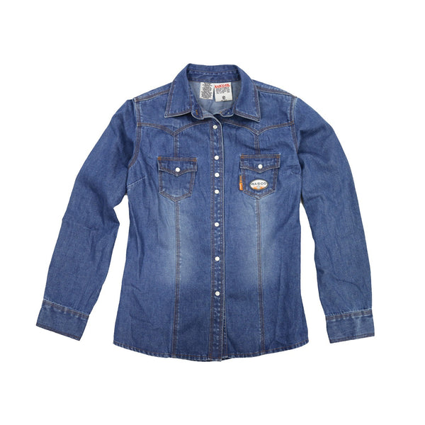 Women's Flame Resistant Blue Denim Work Shirt - W-DFR751